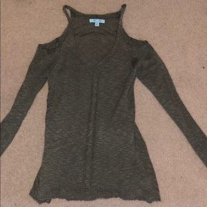 Off the shoulder green sweater